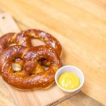 Pretzels baked fresh daily with haus mustard